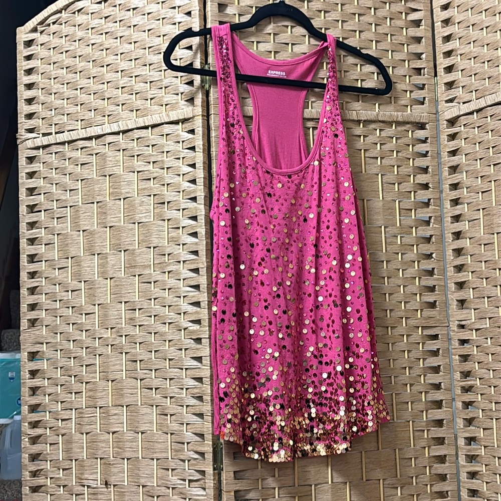 NWT Express glitter pink tank top sz L ¥
